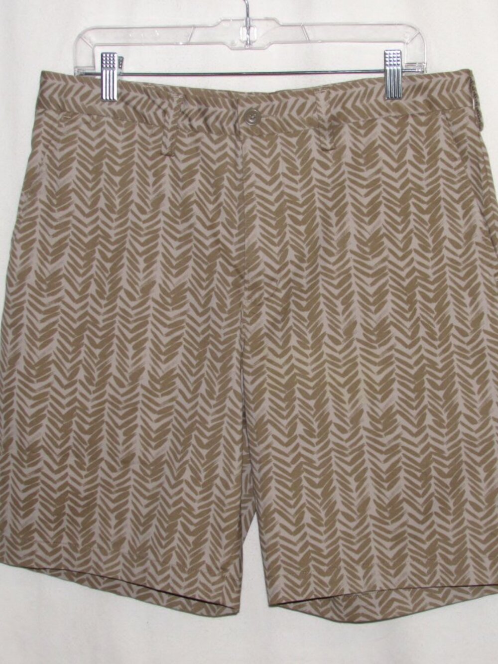 New Mens LAND'S END Khaki Patterned Stretch Blend Chino Shorts 34 ORIG $69